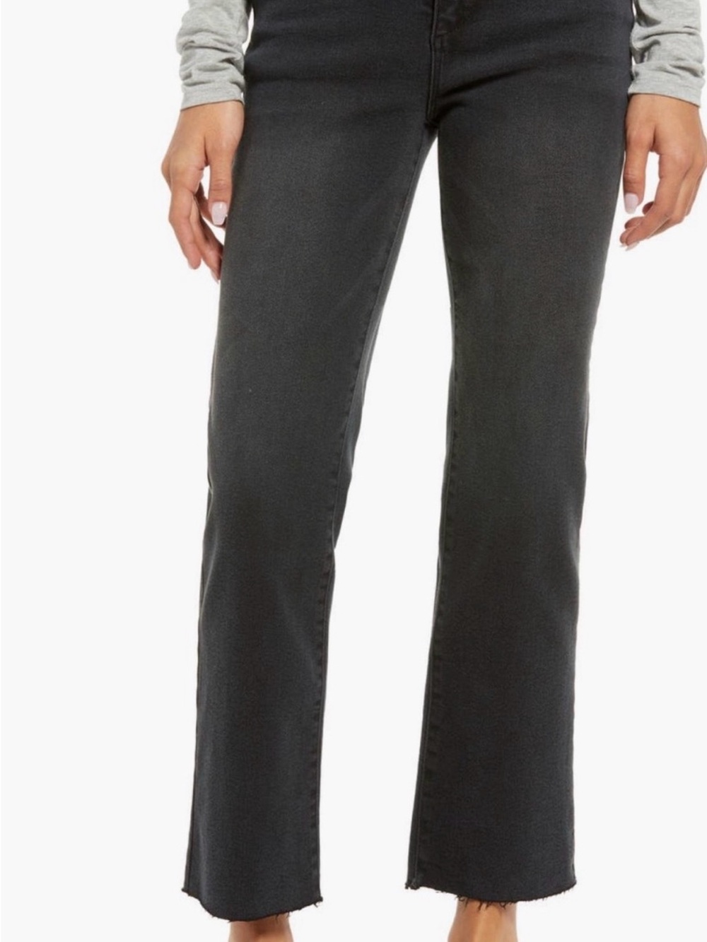 High-Rise Cropped Straight Jeans in Washed Black